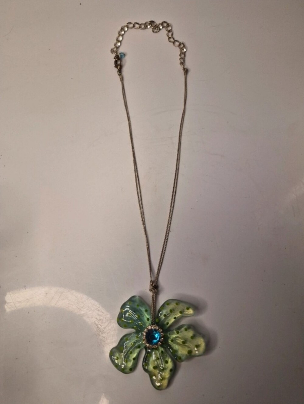 Y2k Orchid Green Polka Dot Pendant Necklace, One Of A Kind, Lia Sophia